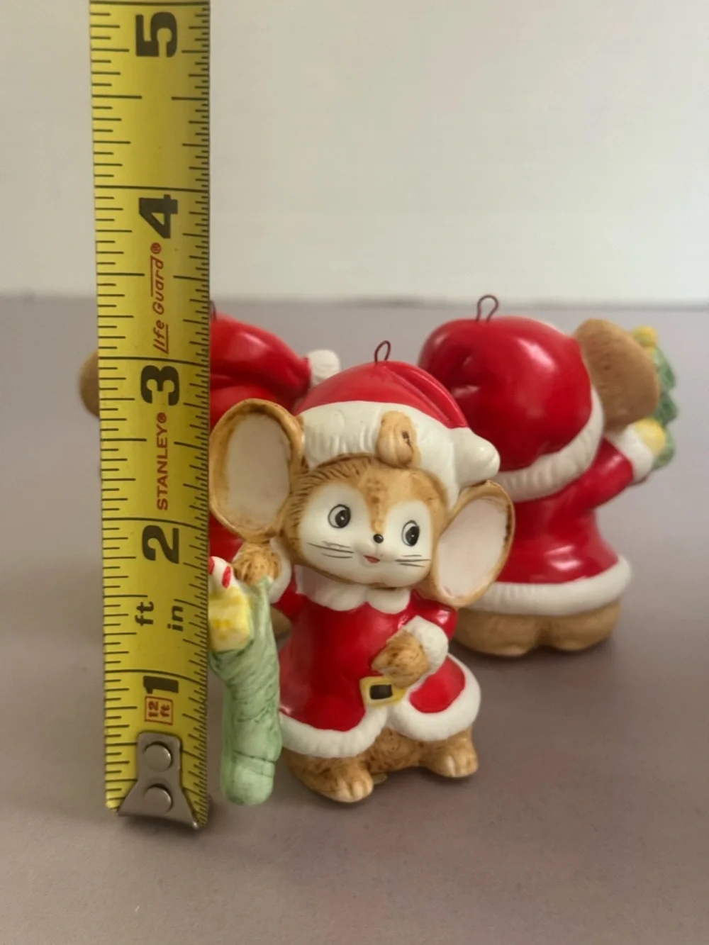 Homco Set of 3 Santa Mouse Christmas Ornaments in Red, White and Green - Picture 8 of 8